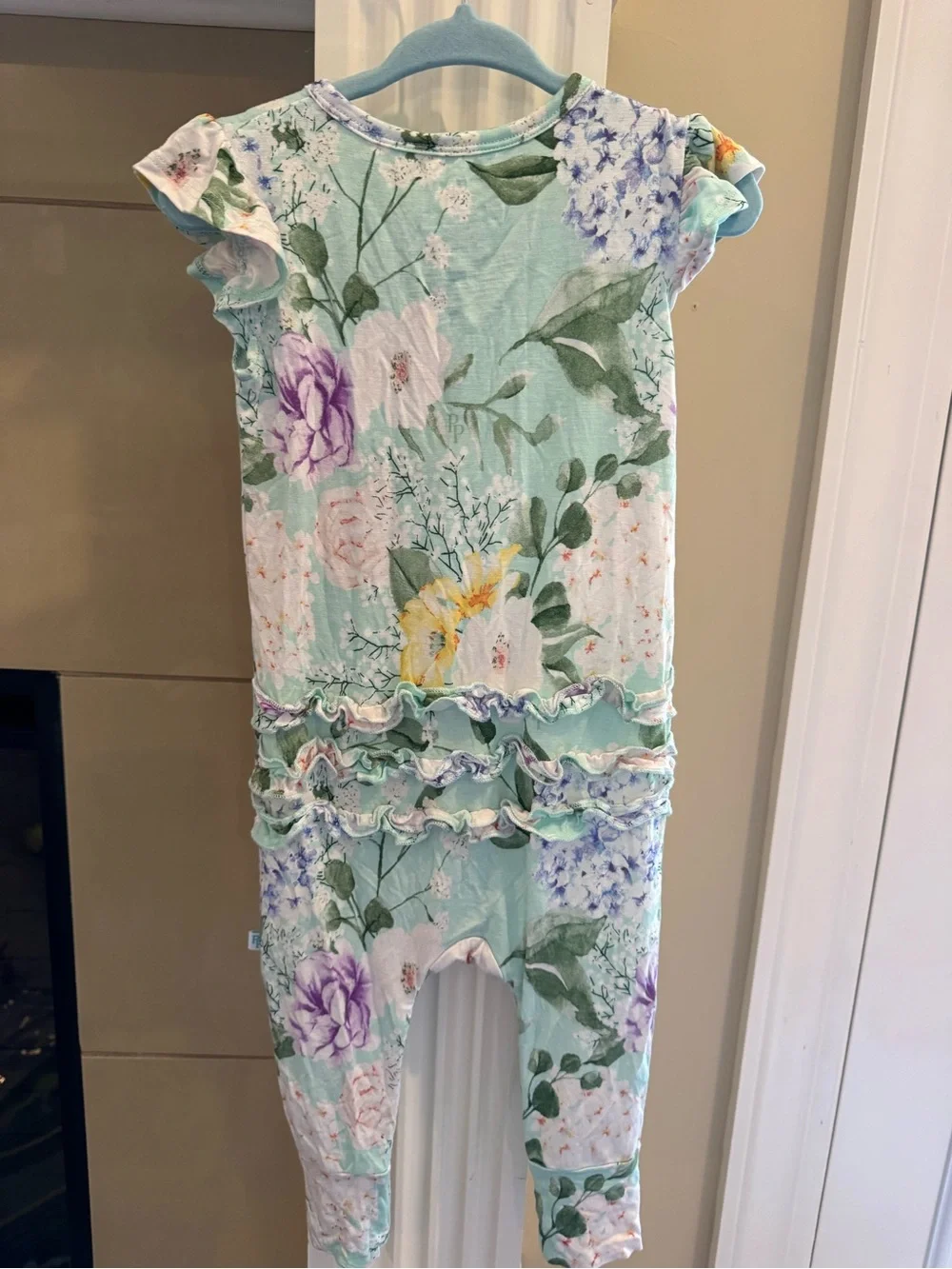 Posh Peanut Floral Mint Green One-Piece Bodysuit